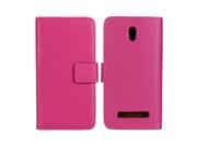 MOONCASE Cowskin Flip Leather Wallet Card Pouch Stand Back Case Cover For HTC Desire 500 Hotpink