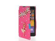 MOONCASE Slim Fit Side Flip Hard Leather Bling Rhinestone Case Cover For Nokia Lumia 625 Hotpink