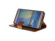 MOONCASE Litch Skin High Quality PU Leather Flip Wallet Card Slot Bracket Case Cover for Samsung Galaxy A7 Brown