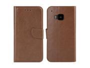MOONCASE High Quality PU Leather Flip Wallet Card Slot Bracket Back Case Cover for HTC One M9 Brown