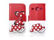 MOONCASE [Cute Red Bowknot] High Quality PU Leather Case for Samsung Galaxy Core I8262 Wallet Pouch Flip Bracket TPU Cover