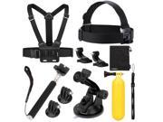 Luxebell 8 in 1 Accessories Kit for Gopro Hero 4 Session Black Silver Hero Lcd 3 3 2 Chest Mount Harness Head Strap Extendable Monopod Pole Suction Cup