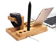 Bamboo Wood 4 in 1 Charging Stand Bracket Docking Station Holder for iPhone iPad Apple Watch