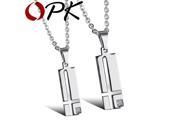 OPK Couple Cross Pendant Necklaces Classical Shell Surface Stainless Steel Women Men Jewelry With Cubic Zirconia 964
