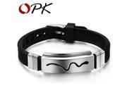 OPK Brand Men Wrap Bracelet High Quality Genuine Silicone Jewelry Trendy Steel Snake Design Bangle Cheap Price Wholesale