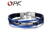 OPK Fashion Multilayer Blue Leather Man Bracelets Classical Design Copper Alloy Anchor Clasp Men Jewelry 879