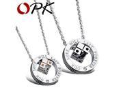 OPK Couple Magic Square Design Necklaces With Cubic Zirconia Punk Stainless Steel Women Men Pendant Jewelry Gift GX1011