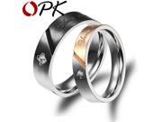 OPK Couple Black Gold Plated Anniversary Rings Fashion Stainless Steel AAA Cubic Zirconia Women Men Jewelry 1 Pair Price GJ458