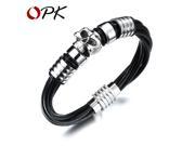 OPK Punk Style Leather Man Bangles Fashion Personality Stainless Steel Skeleton Design 20.5cm Long Men Jewelry PH1056