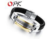 OPK Handmade Real Leather Wrap Bracelets Classical Personality The Great Wall Engraving Men Jewelry Link Chain DM917