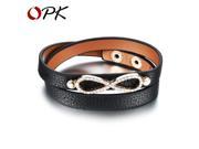 OPK Double Layer Man s Wrap Bracelets Punk Style Stainless Steel Cubic Zirconia Men Jewelry Infinity Bracelet PH1066