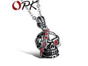 OPK Brand Rock Punk Red Crystal Stone Men Necklace Personality Skeleton Pendant Gift Jewelry Hot Sale GX930