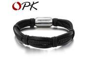 OPK Brand Fashion Three Layers Real Leather Man Bracelets Casual Sporty Handmade Knitted Vintage Jewelry For Men Cheap Price