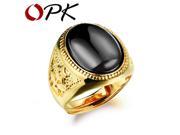 OPK Black Red Green Agate Stone Men Ring 18K Gold Plated Arrival High Quality Wedding Party Rings Men Jewelry KJ035