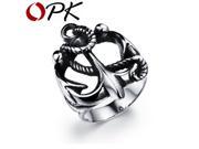OPK Personality Man s Party Ring Fashion Stainless Steel Anchor Design Punk Style Men Jewelry Gift For Boyfriend GJ486