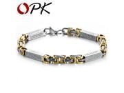 OPK MEN JEWELRY Champaign Gold Plated stainless steel bracelet Men s link chain bracelet Unique Style 632