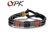 OPK Jewelry Casual Sporty Leather Bracelet For Men Fashion 2015 Charm Jewelry Link Chain Bangles Accessory PH859