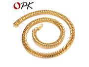 OPK Pesonalize 8mm Mens Chain Yellow Gold Plated Necklace Hammered Curb Cuban Necklace Jewelry 20 inch Xmas Gift Hot Sale 627