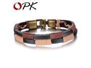 OPK Handmade Casual Genuine Leather Man Bracelets Fashion Sporty Double Layer Multicolor Charm Men Jewelry Accessories PH873