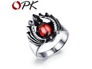 OPK Big Red Cubic Zirconia Man Rings Classical 316L Stainless Steel Fashion Men Jewelry High Quality GJ489