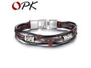 OPK Handmade Multi Layer Man Bracelet Fashion Leather Punk Rock Jewelry For Men Vintage Design Accessories 855