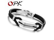 OPK Genuine Silicone Bracelets Bangles For Unisex 2016 Creative Silver Stainless Steel Women Men Jewelry Gift Hot Sale 522