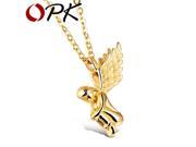 OPK Angel Wing Pendant Necklace Initial lariat Necklaces Silver Gold Plated Stainless Steel Women Men Jewelry Gift GX1016