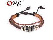 OPK Handmade Man s Wrap Bracelets Casual Adjustable PU Leather Sports Men Jewelry Cool Wristband PH1036