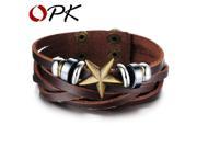 OPK JEWELRY 2 pcs lot Men s multi Layer Wrap Braided Leather Bracelet Bangle Brown Wide Wristband Cuff Charm accessory 827