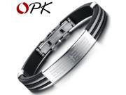 OPK Holy Bible Cross Design Silicone Man Bangles Classical Black Gold Plated Stainless Steel Men Jewelry Bracelets PH842B