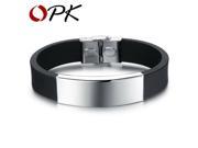 OPK Brand 2pcs lot Casual Silicone Charm Men Bracelet Wholesale Price Stainless Steel Round Jewelry Bangle Link Chain