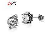 OPK JEWELRY Fashion Stainless Steel Stud Earring 8mm Big Crystal Plant Design Top Quality Women Men Jewelry Hot Sale 249