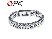 OPK Man s Sports Chain Link Bracelets Casual Chunky Double Layer Stainless Steel 12mm Width Men s Jewelry Bracelet GS790