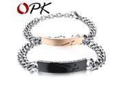 OPK Lovers Link Chain Bracelets Classical Black Gold Plated Cross Design Stainless Full Steel Women Men Jewelry 1PCS PriceGS774