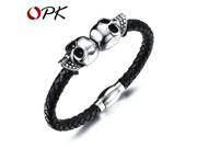 OPK Personality Skeleton Design Man Charm Bracelets Trending Handmade Leather Weaved Men Fashion Jewelry Bracelet PH1063