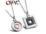 OPK Lover s AAA Cubic Zirconia Pendant Necklaces With Forever Love Engraving Stainless Steel Women Men Jewelry Gift GX1038