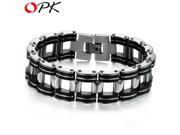OPK Brand Quality Genuine Silicone Stainless Steel Bracelet for Men Width18.6mm Hottest Punk Rock Style Big Cuff Chain Bracelet