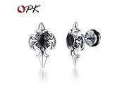 OPK Personality Cross Design Man s Stud Earring Fashion Stainless Steel Cubic Zirconia Men Jewelry Wholesale Price GE320