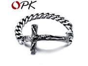OPK Religious Jesus Cross Bracelet Fashion 316L Stainless Steel Chains Link Man Bracelets Vintage Men Jewelry GS804