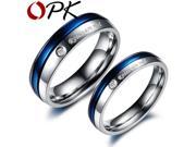 OPK Jewelry Lovers Wedding Ring Hot Selling 316L Stainless Steel Blue Finger Rings For Women Men Fashion Cubic Zirconia GJ192