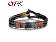 OPK Personalized Hanmade Leather Weaved Bracelet Fashion EU Style Alloy Men Jewelry Vintage Design Accessories Wholesale 859