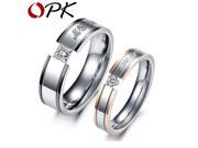 OPK JEWELRY 316L Stainless Steel Rings My Love Circle Shiny Crystal Wedding Rings Fashion Women Men Jewelry 351