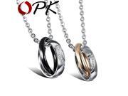 OPK Couple Half Heart Puzzle Pendant Necklaces Romantic AAA Cubic Zirconia Women Men Jewelry Link Chain GX966
