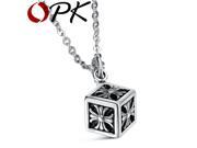 OPK Vintage Black Cross Engravement Square Pendant Personality Stainless Steel Necklace For Cool Man Party Jewelry Gift 924