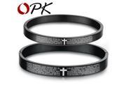 OPK FASHION JEWELRY couple bangles for men and women cross The bible bracelet 316L taniless steel black 848