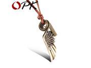 OPK Angel s Wing Pendant Necklaces Rock Style PU Leather Copper Alloy Cool Men s Jewelry Cheap Price Accessories PX009