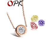 OPK Woman Pendant Necklaces Changeable White Red Purple Yellow 3A CZ Diamond Women Stainless Steel Rose Gold Plated JewelryGX975