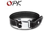 OPK Unisex Leather Bangle Punk Style Black Synthesis Leather Bracelets Bangles Adjustable Women Men Jewelry Gift PH984
