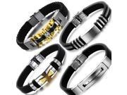 OPK JEWELRY Fashion Mens Silicone Bangles Bracelets Trendy Stainless Steel Bracelet For Men 5 pcs lot