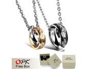 OPK Fashion Black Gold Lovers Necklaces Classical 316L Stainless Steel Cubic Zirconia Stone Women Men Jewelry Link Chain 953